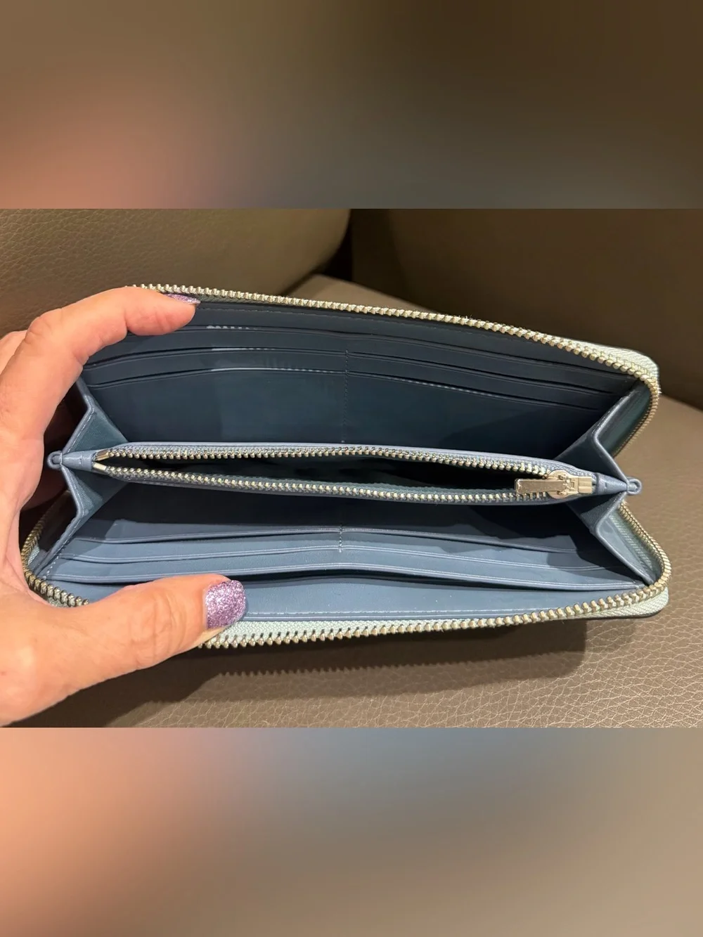 COACH Heart Zip Around Wallet with Silver Logo